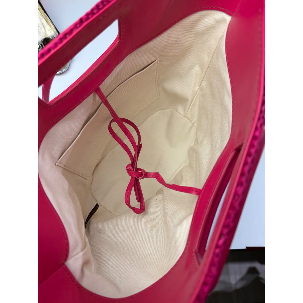 Maje Striped Straw Satchel Multicolor Stripe Pink Raffia Crossbody Euro Summer - Picture 5 of 16